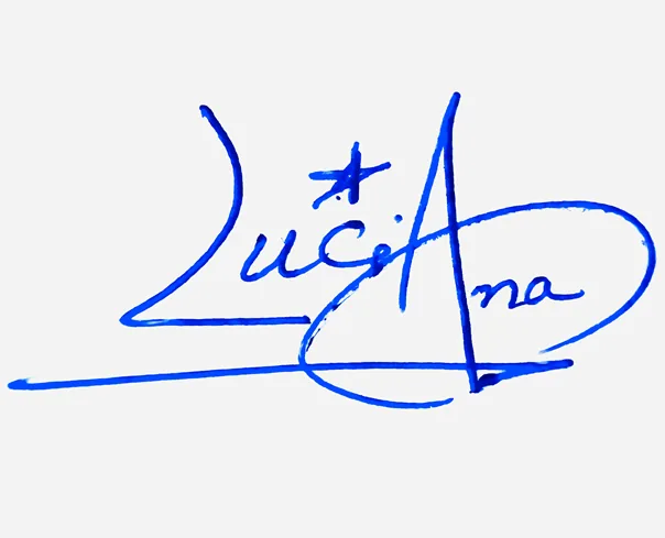 Luciana handwritten signature example in blue ink on white background
