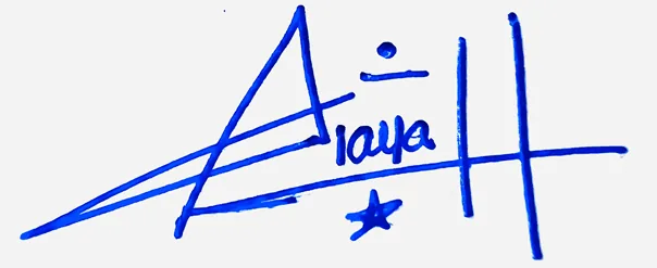 Alayah handwritten signature example in blue ink on white background