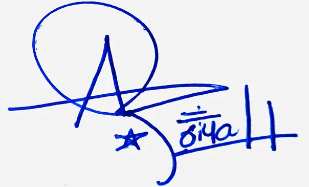 Ariyah handwritten signature example in blue ink on white background