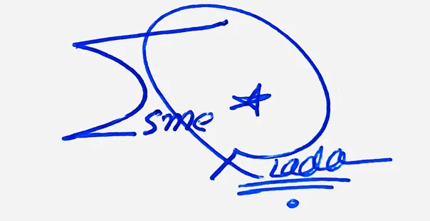 Esmeralda handwritten signature example in blue ink on white background