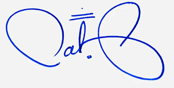 Cali handwritten signature example in blue ink on white background