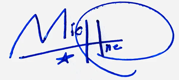 Michelle handwritten signature example in blue ink on white background