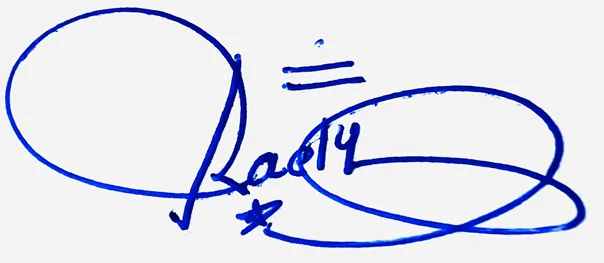 Raelyn handwritten signature example in blue ink on white background