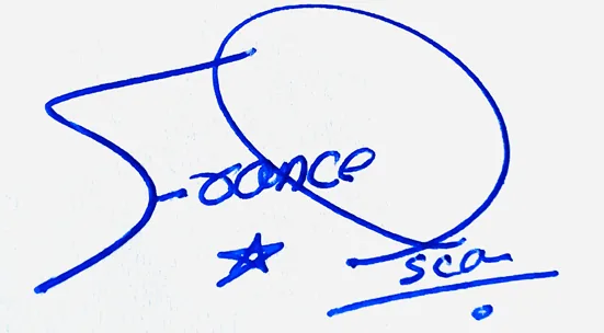 Francesca handwritten signature example in blue ink on white background
