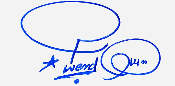 Gwendolyn handwritten signature example in blue ink on white background