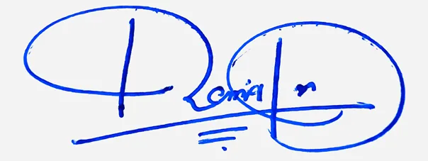 Remington handwritten signature example in blue ink on white background
