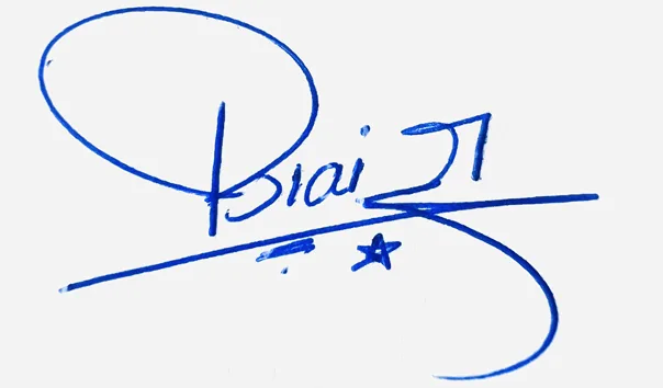 Blair handwritten signature example in blue ink on white background