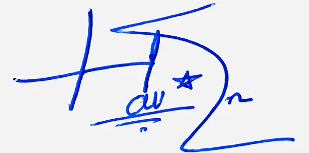 Haven handwritten signature example in blue ink on white background