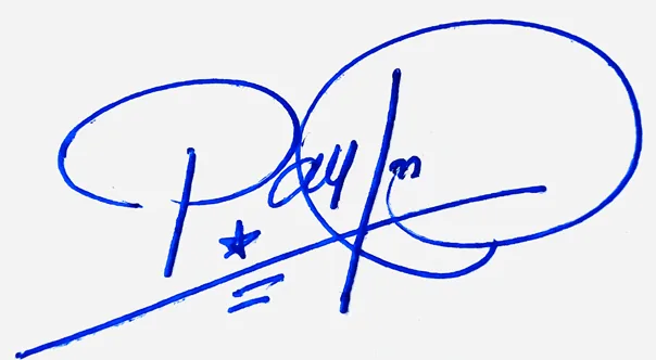 Payton handwritten signature example in blue ink on white background