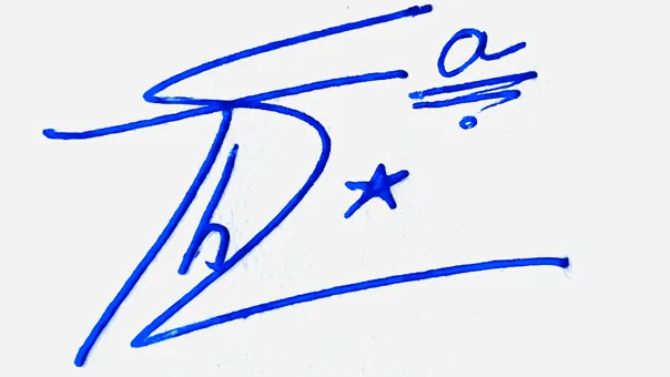 Thea handwritten signature example in blue ink on white background