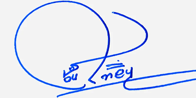 Journey handwritten signature example in blue ink on white background
