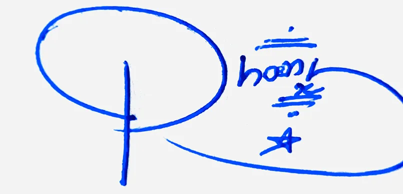 Phoenix handwritten signature example in blue ink on white background