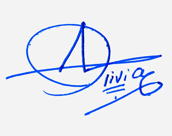 Alivia handwritten signature example in blue ink on white background