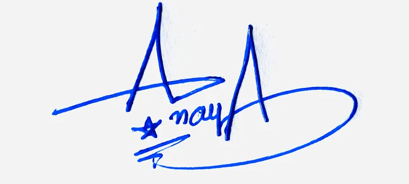 Anaya handwritten signature example in blue ink on white background