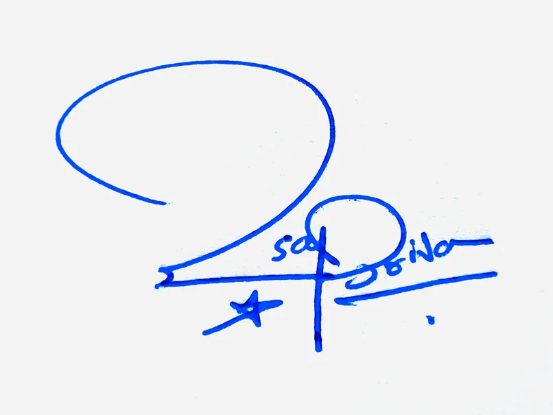 Sabrina handwritten signature example in blue ink on white background