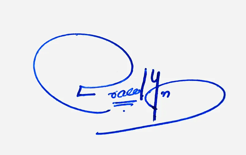 Gracelyn handwritten signature example in blue ink on white background