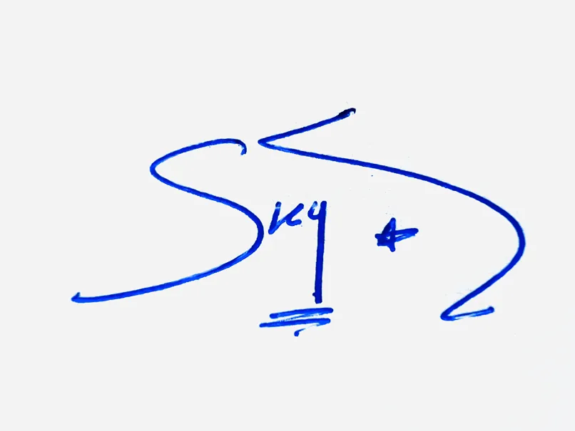 Skye handwritten signature example in blue ink on white background