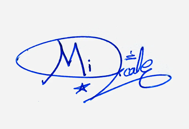 Miracle handwritten signature example in blue ink on white background