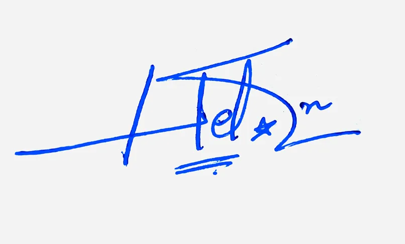 Helen handwritten signature example in blue ink on white background