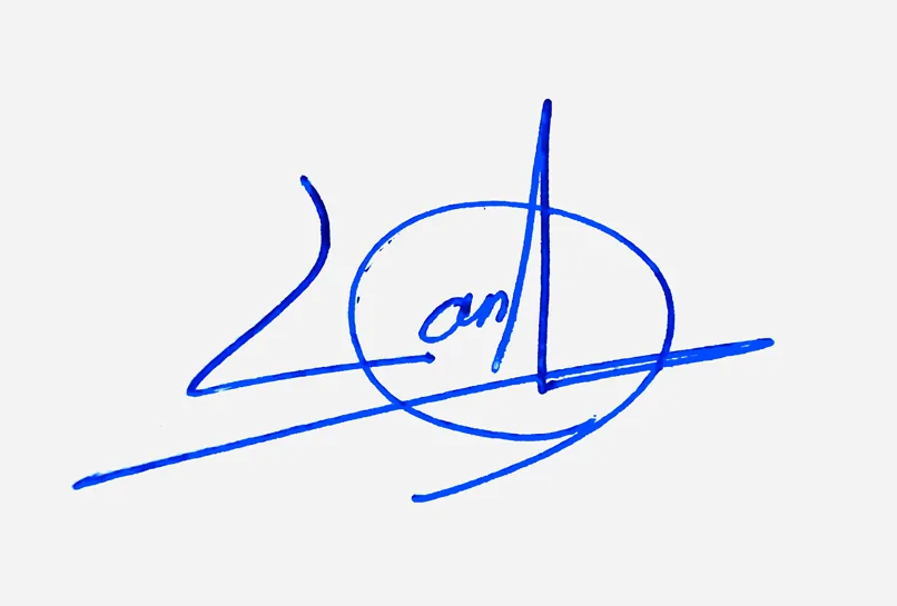 Lana handwritten signature example in blue ink on white background