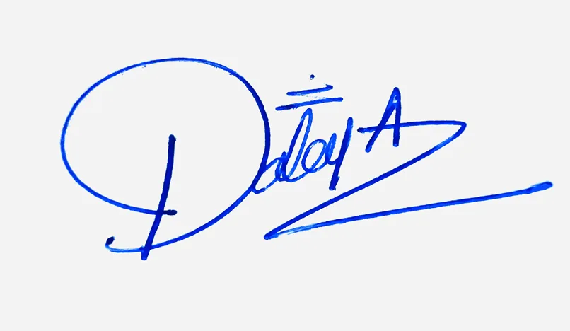 Daleyza handwritten signature example in blue ink on white background