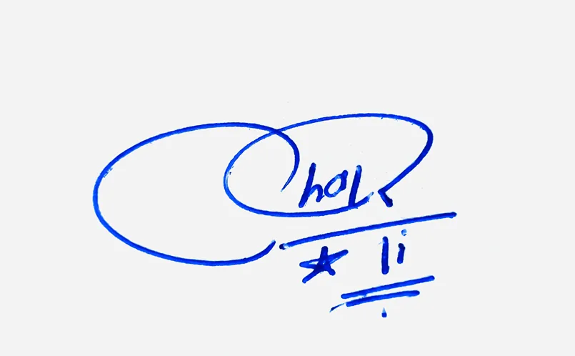Charli handwritten signature example in blue ink on white background