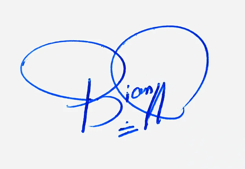 Bianca handwritten signature example in blue ink on white background
