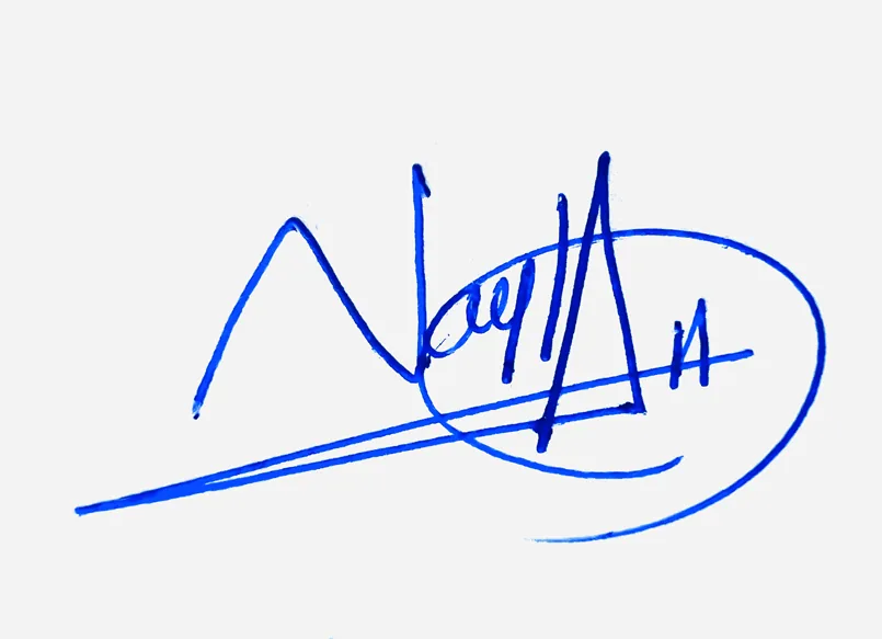 Nylah handwritten signature example in blue ink on white background