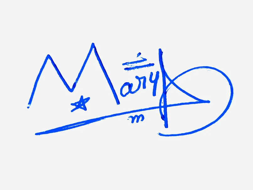 Maryam handwritten signature example in blue ink on white background