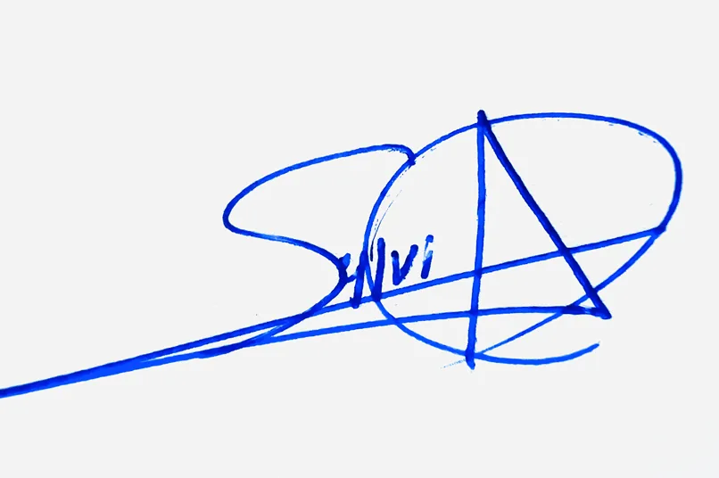 Sylvia handwritten signature example in blue ink on white background