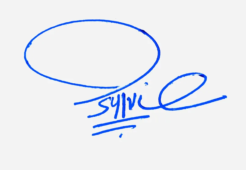 Sylvie handwritten signature example in blue ink on white background