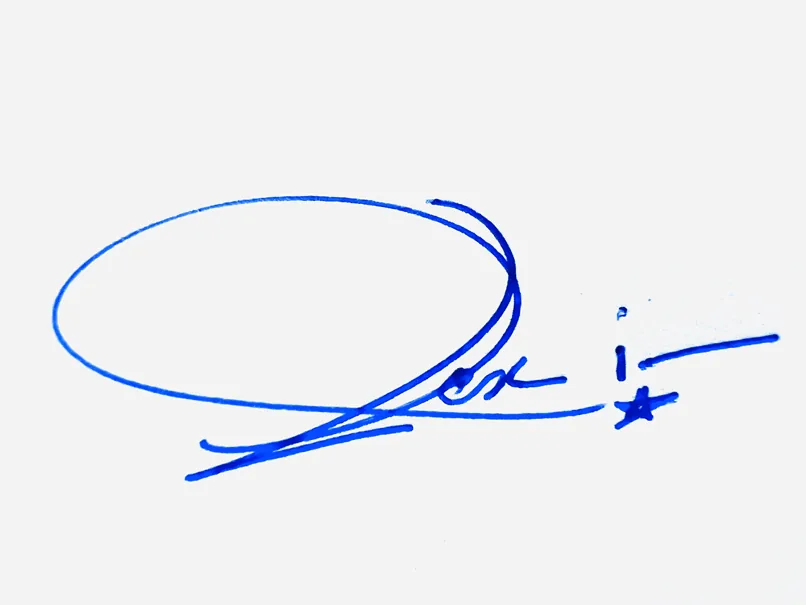 Lexi handwritten signature example in blue ink on white background