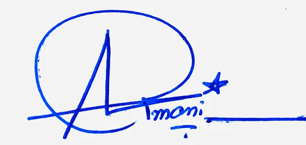 Armani Name Handwritten Online handwritten signature example in blue ink on white background