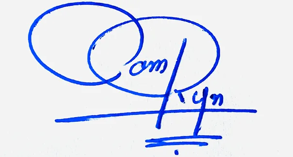 Camryn Name Handwritten Online handwritten signature example in blue ink on white background
