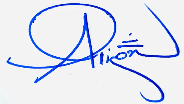 Alison Name Handwritten Online handwritten signature example in blue ink on white background