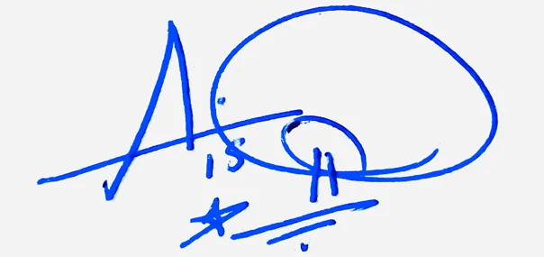 Aisha Name Handwritten Online handwritten signature example in blue ink on white background