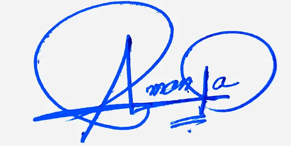 Amanda Name Handwritten Online handwritten signature example in blue ink on white background