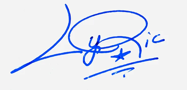 Lyric Name Handwritten Online handwritten signature example in blue ink on white background