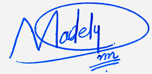 Madelynn Name Handwritten Online handwritten signature example in blue ink on white background