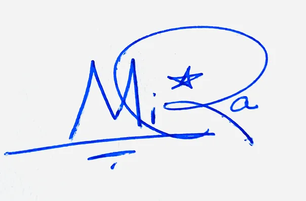 Mira online signature ideas handwritten signature example in blue ink