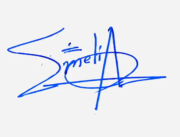 Emelia online signature ideas handwritten signature example in blue ink