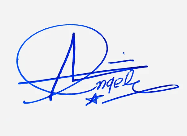 Angel signature making ideas handwritten signature example in blue ink
