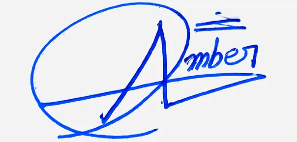 Amber signature making ideas handwritten signature example in blue ink