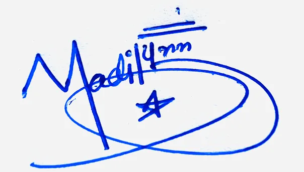 Madilynn cursive writing signature ideas handwritten signature example in blue ink