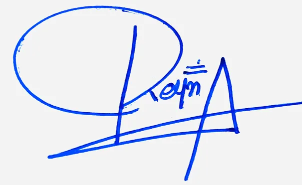 Reyna cursive writing signature ideas handwritten signature example in blue ink