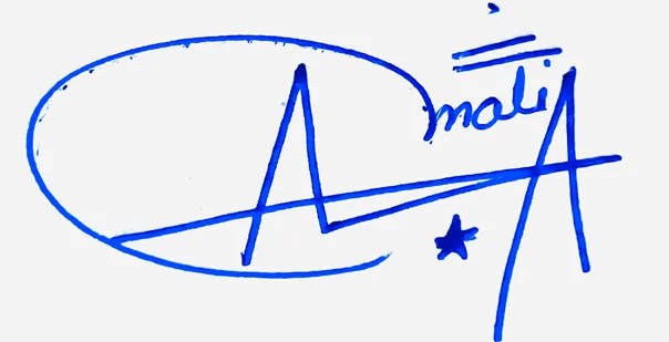 Amalia cursive writing signature ideas handwritten signature example in blue ink