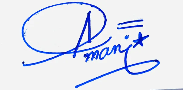 Amani cursive writing signature ideas handwritten signature example in blue ink