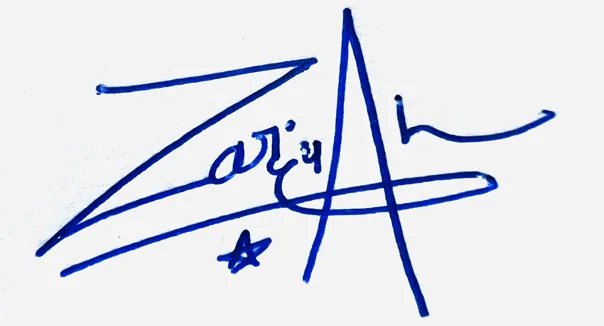 Zariyah cursive writing signature ideas handwritten signature example in blue ink