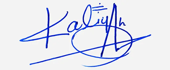 Kaliyah handwritten signature designer handwritten signature example in blue ink