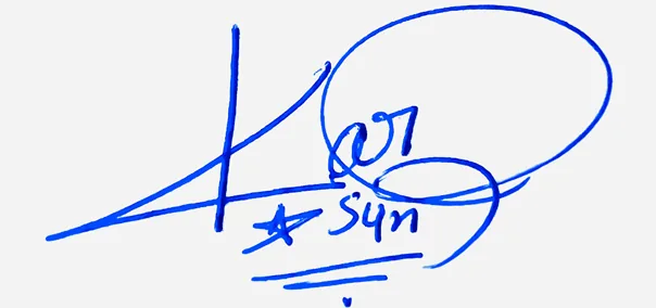 Karsyn handwritten signature designer handwritten signature example in blue ink